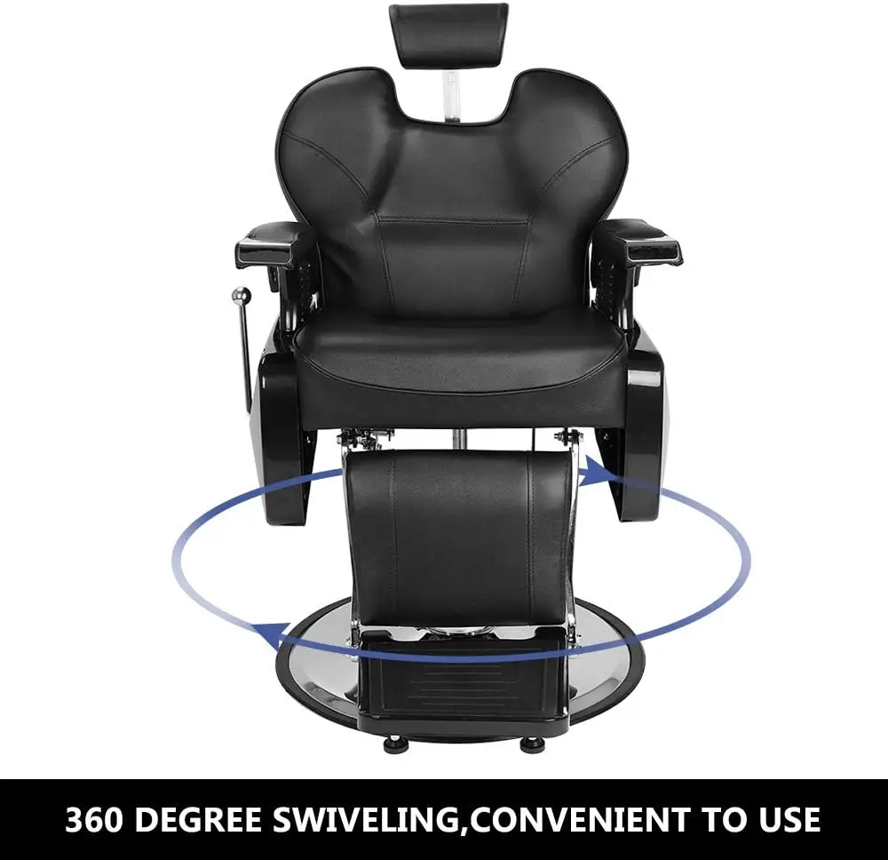 Silla de barbero hidráulica, sillón reclinable giratorio de 360 grados, altura ajustable, resistente, para salón de belleza