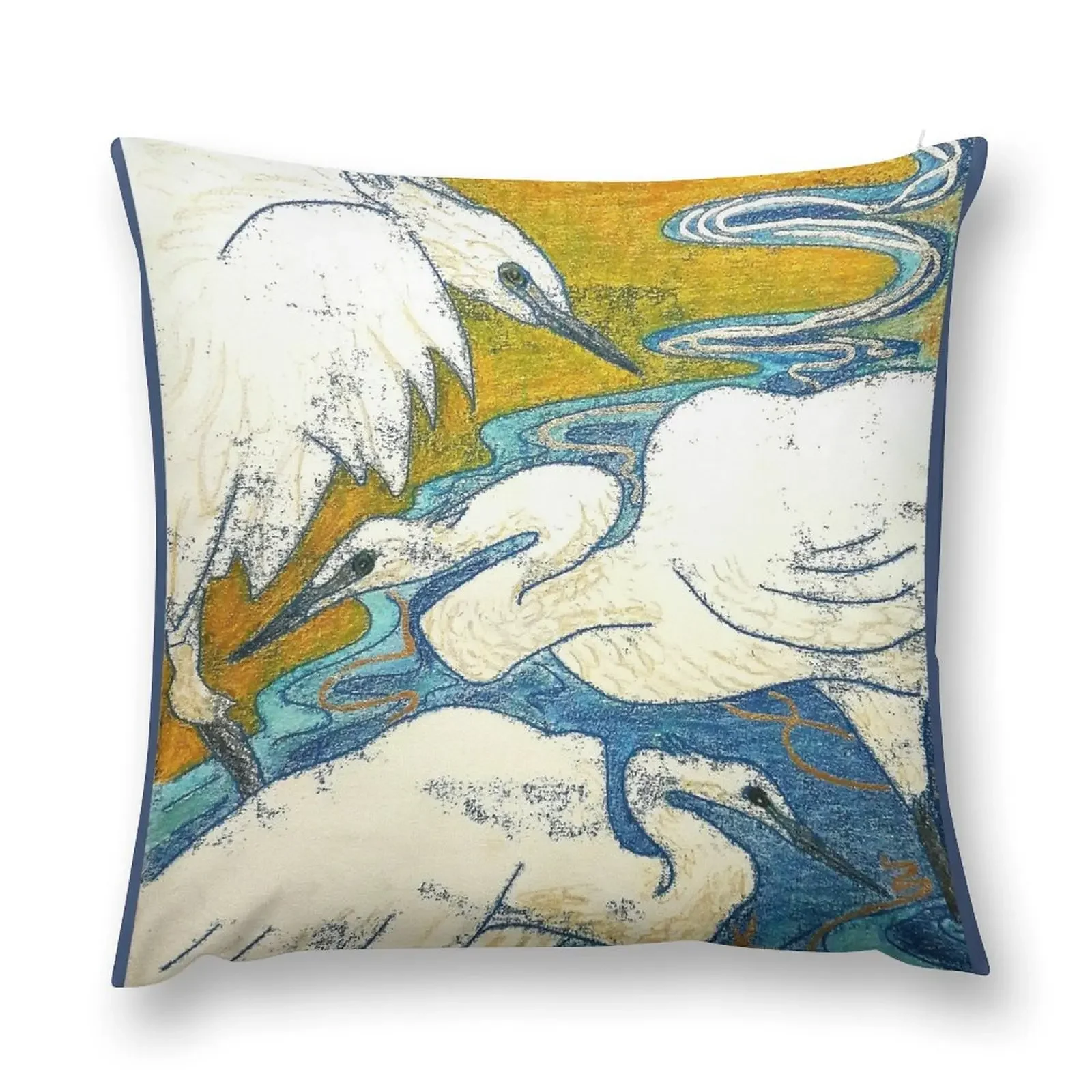 Three Little Egrets Throw Pillow Pillowcases Bed Cushions Cushions For Sofa pillow