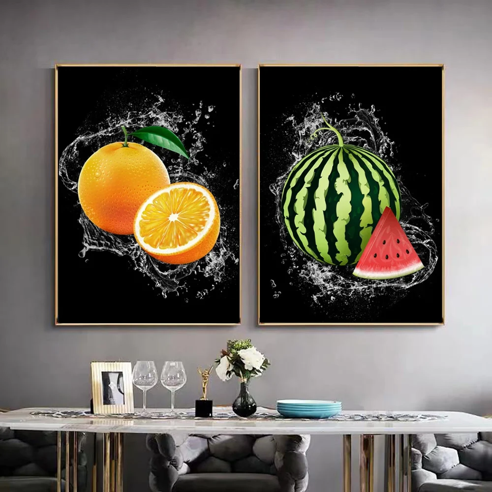 Diamond Painting Natural Fresh Fruits and Prints Strawberry Oranges Canvas Painting Kitchen Shop Dining Room Decor Wall Art Pic