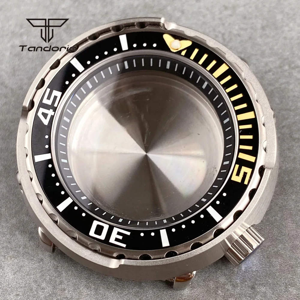46.5mm Stainless Steel Tuna Style Watch Case Sapphire 4 o'clock Crown Fit NH34 NH35 NH36 NH38 20ATM Waterproof Ceramic Bezel