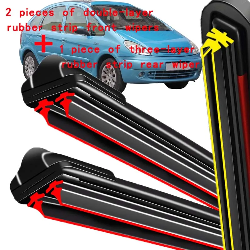 

Wiper Front Rear Wiper Blades Set For Citroen Xsara Picasso 2005 2006 2007 2008 2009 2010 Windshield Windscreen 26"26"16"