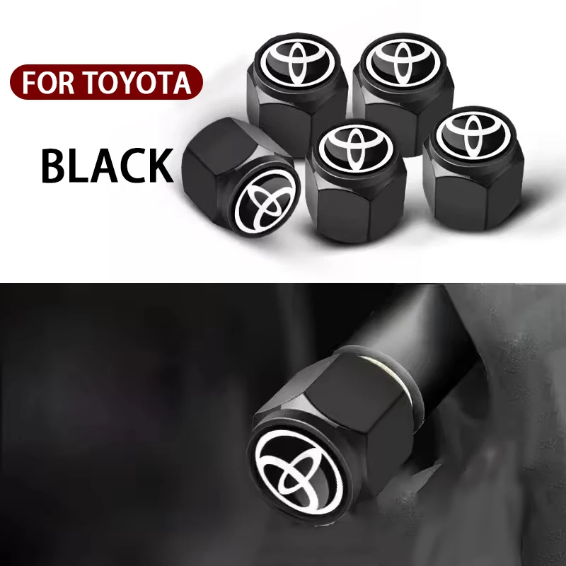 5 Peças de Tampas de Válvula de Pneu de Carro à Prova de Poeira, Acessórios para Toyota Hilux, Aygo, Yaris, Ractis, Corolla, Camry, CHR, Auris, Tacoma