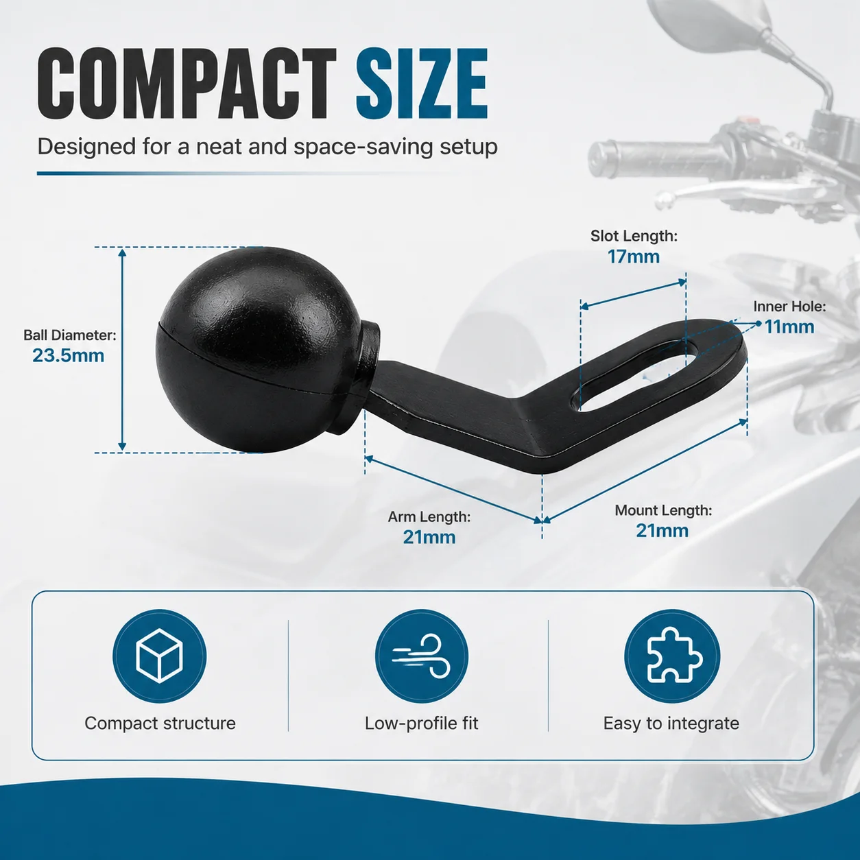 Motorcycle Phone GPS Holder 11mm Ball Adapter Mount Base Universal Cell Phone Bracket Modification Parts