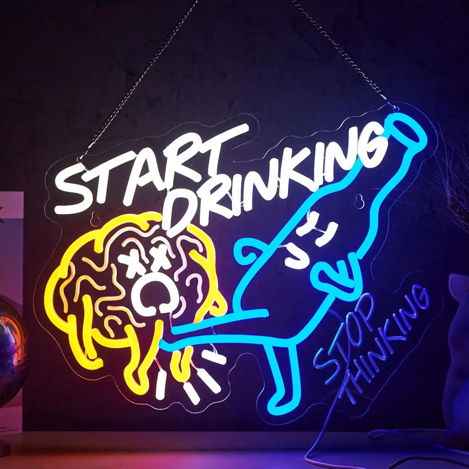 

Start Drinking Neon Sign USB Dimmable LED Neon Lights for Beer Bar Home Pub Party Man Cave Club Wall Decor Gifts for Friends