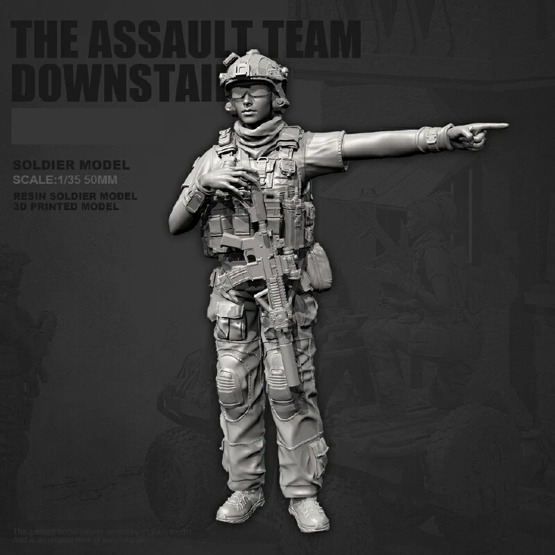 

1/35 Female Soldier Assault Team Resin Model Figure Gk Micro Miniature 3d Printed White Model Toy Unassembled And Unpainted Kit