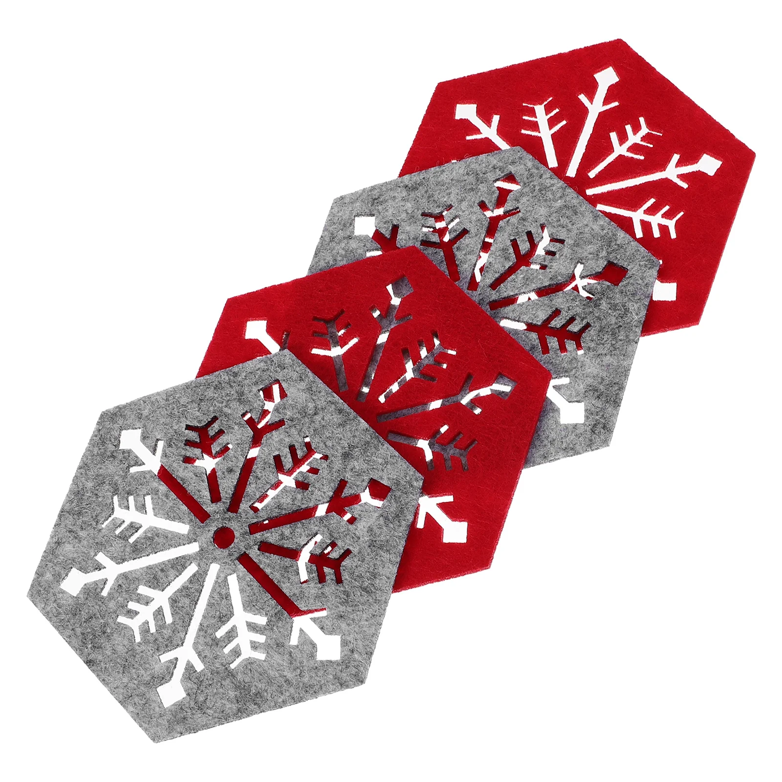 

4Pcs Snowflake Cup Mats Christmas Hexagon Placemats Heat-Resistant Anti-Slip Table Mat Xmas Party Decoration Supplies