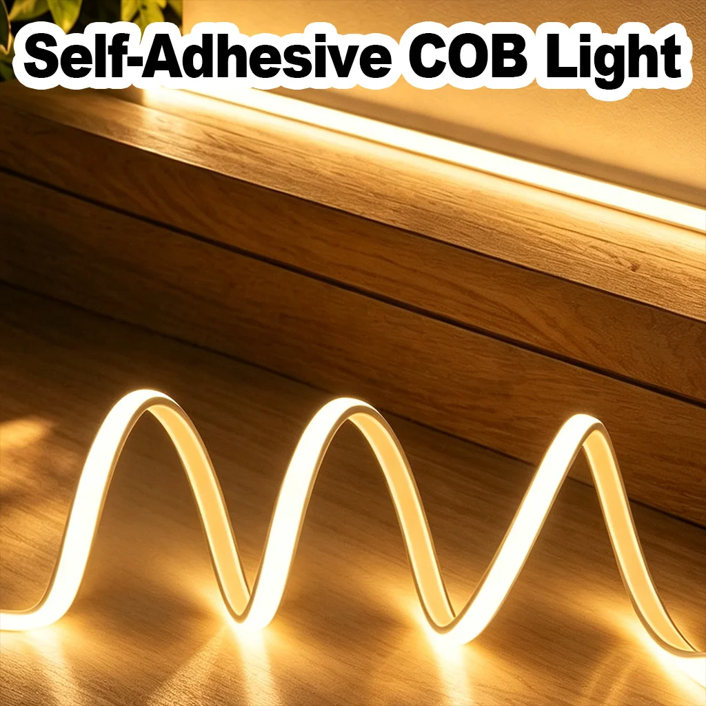 COB LED Strip Light 110V 220V 180 Degree Beam Angle CRI90+ Flexible Pvc Self Adhesive Waterproof Warm White for Garden Patio