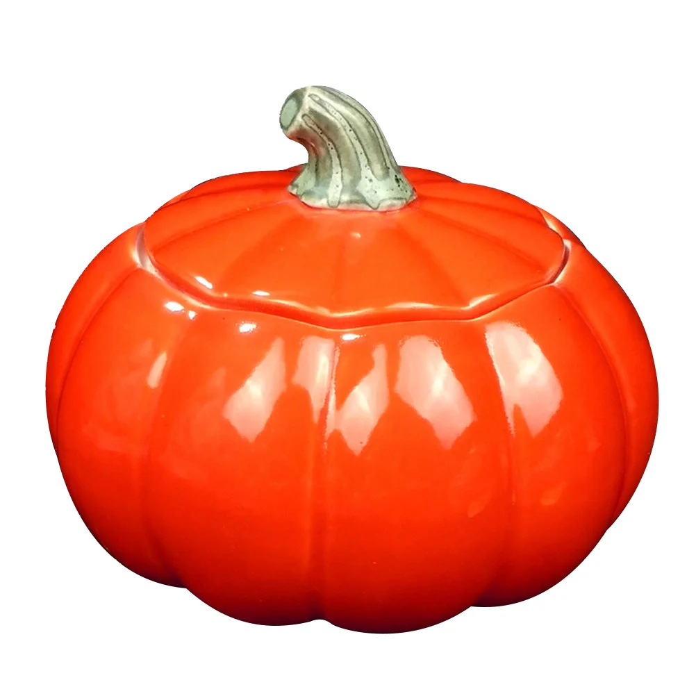 

Colorful Mini Ceramic Pumpkin Shape Tea Canister Red Small Size Sealed Container Coffee Jar Storage Gift Home