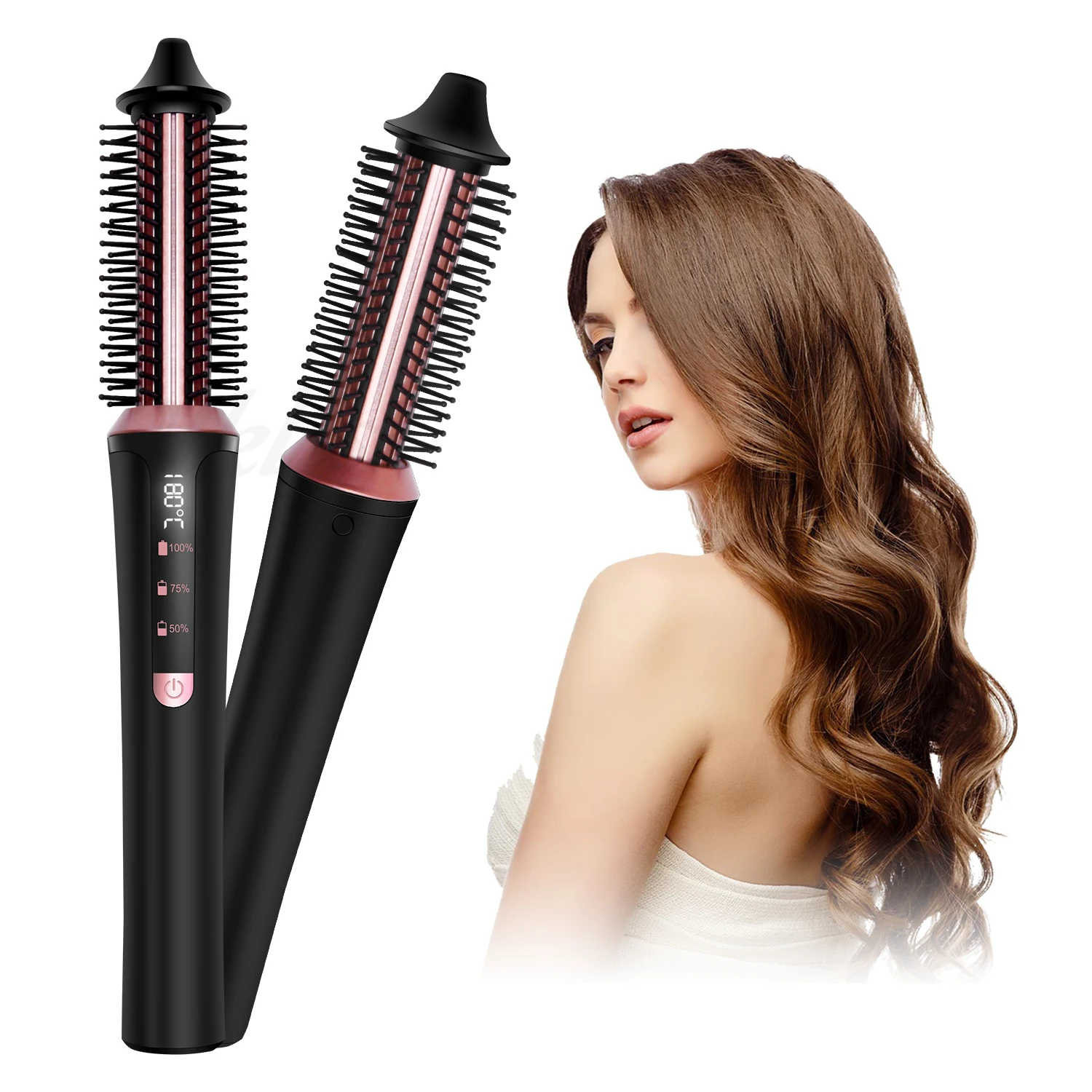 

Wireless Thermal Brush, 1.5 Inch hair curler, Ionic Heated Round Brush with 3 Settings, Dual Voltage Curling Brush