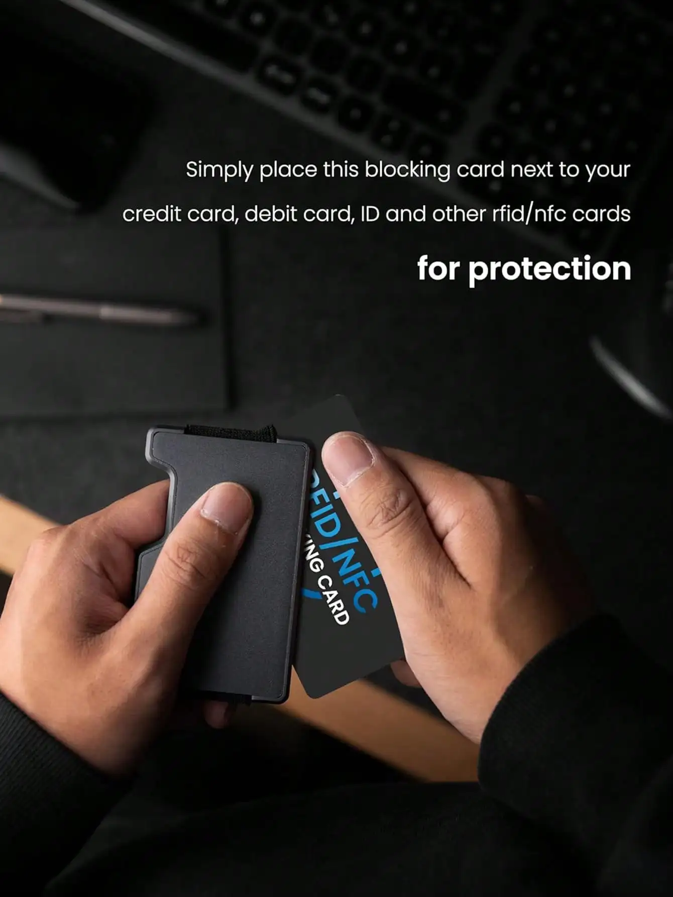 RFID Blocking Card 2 Pack, Bank Debit Credit Card Protector, Anti-Theft Contactless NFC Blocker, Entire Wallet Protection