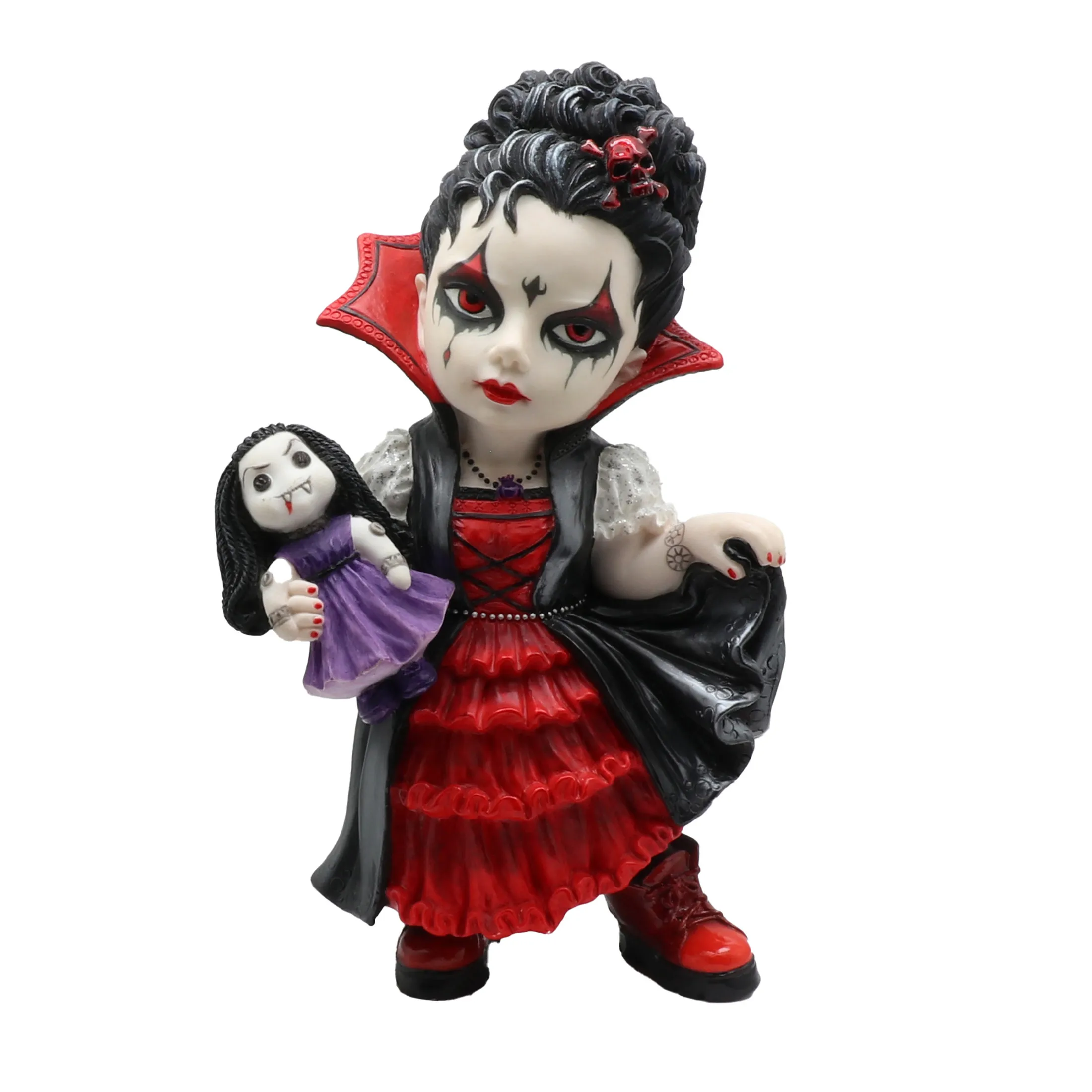 Gothic Vampire Girl Resin Ornament Halloween Dark Lolita Figurine Horror Witch Desktop Home Decor Trendy Craft Collectible Gift