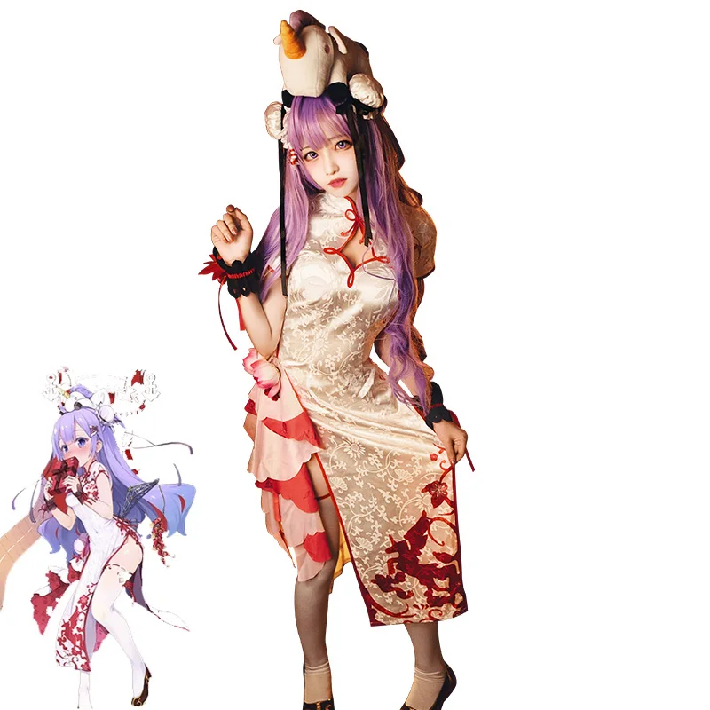 

Game Azur Lane Unicorn Cosplay Costume Women Sexy Dress Cute Satin Cheongsam Halloween Carnival Uniforms Party Suit