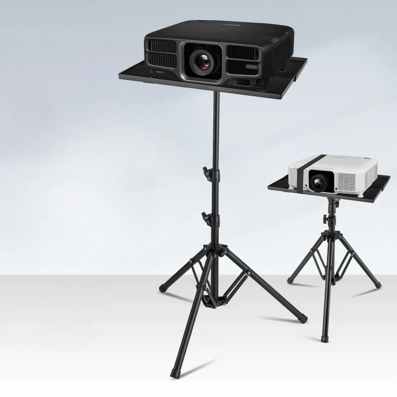 Adjustable Tripod Projector Stand, Metal Tray Floor Holder for Bedroom, Bedside Projector Shelf with Height Adjustment