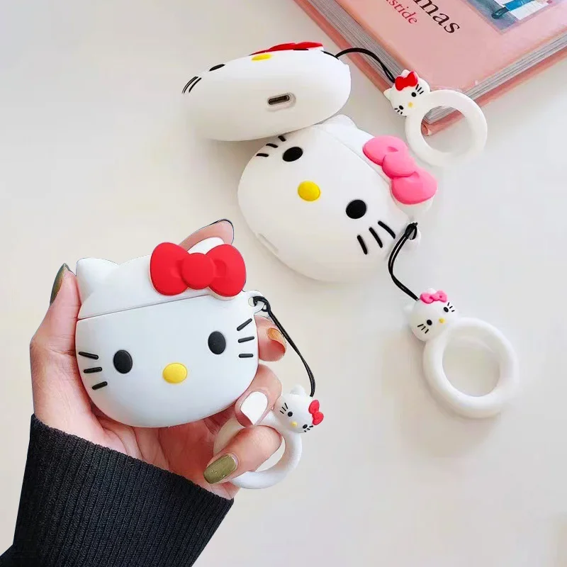 

Sanrios Hello Kitty Earphone Case for Apple Airpods 1 2 3 Pro Case Anime Silicone Bluetooth Earphone Protective Covers Toys Gift