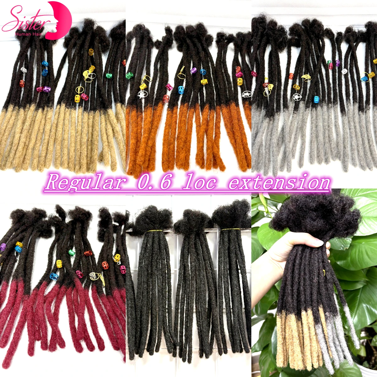 10inch Colored 0.6cm Full Handmade Regular Loc Extension Human Hair Loc Dreadlock Extensions for Women Men Kids 10Strands/Pack
