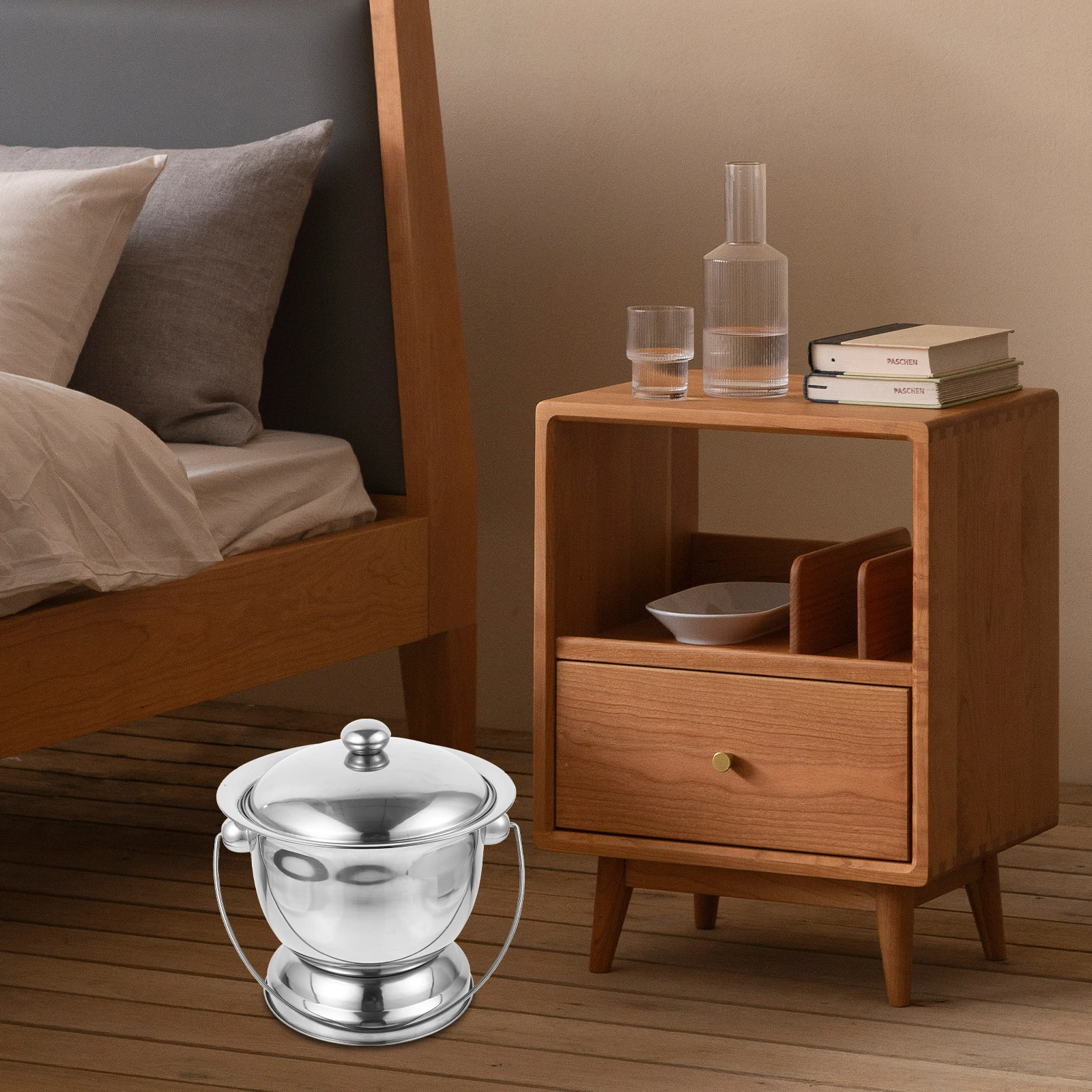 

1 set Stainless Steel Spittoon Chamber Pot Portable Urinal for Elderly Travel Hospital Reusable Metal Potty Easy Clean Home Care