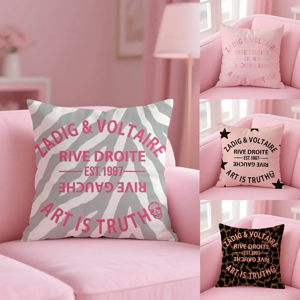 Funda de almohada de moda Z-Zadig y V-Voltaire, almohada segura con foto personalizada, cojín de forro polar cepillado antidecoloración, seguro para madres e bebés.