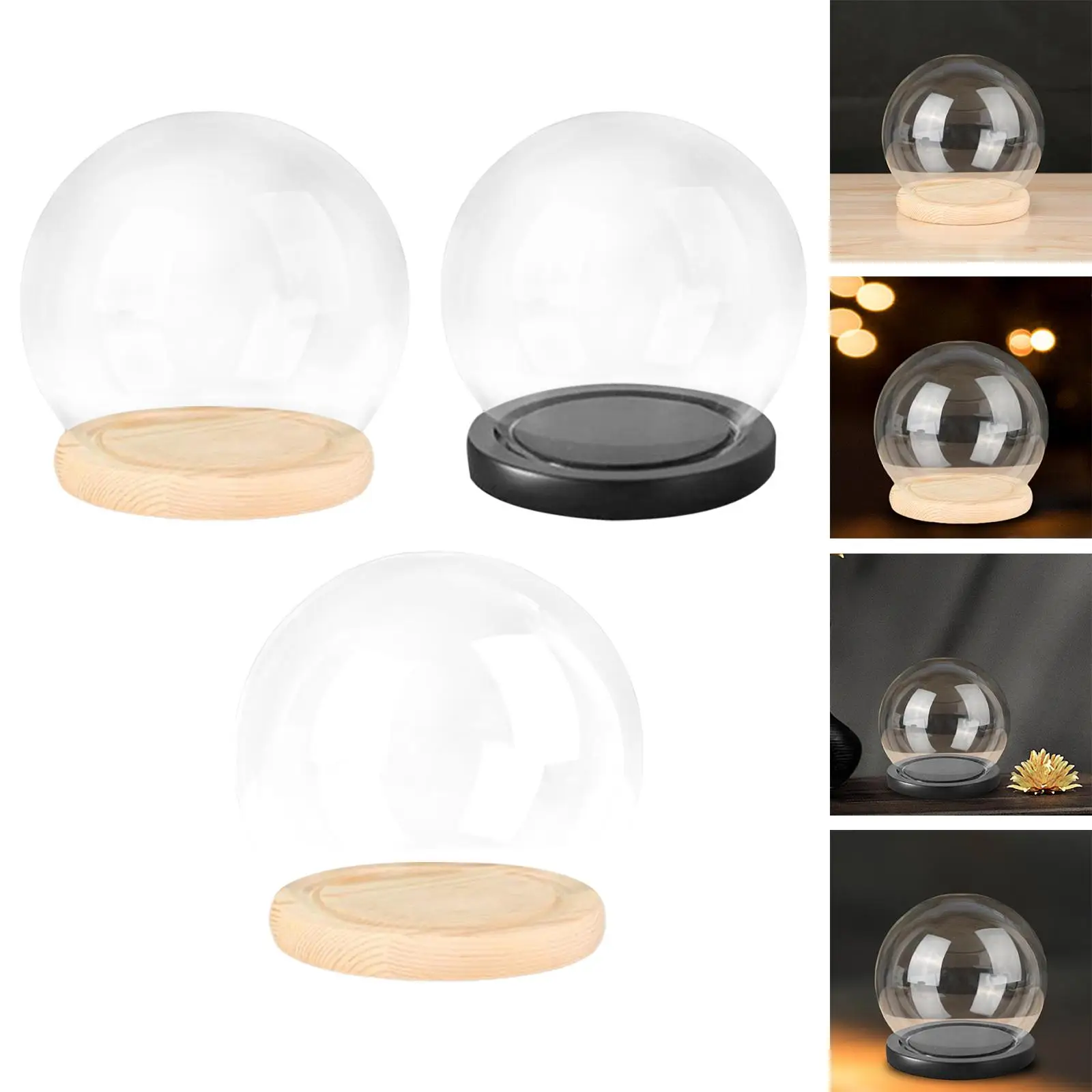 Display Dome with Base Transparent Glass Dome Table Centerpieces Ornament