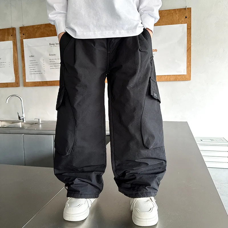 

Boys' Straight Leg Casual Pants | Elastic Waist & Stretchy Fabric | Black (Kids/Teens) | Premium Quality