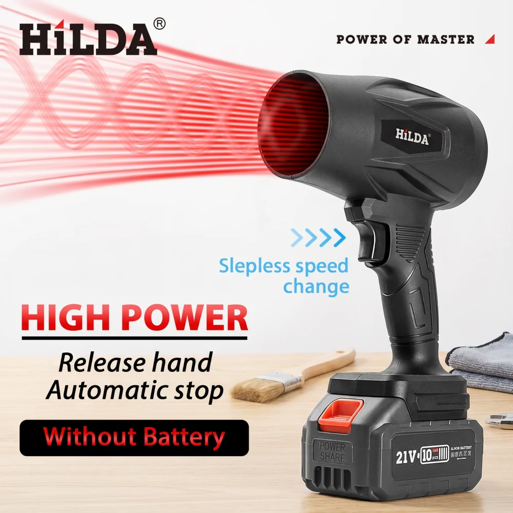 

HILDA Lithium Storm Blower Powerful Turbo Rechargeable Industrial Fan Portable Handheld Electric Snow Blower for Makita Battery