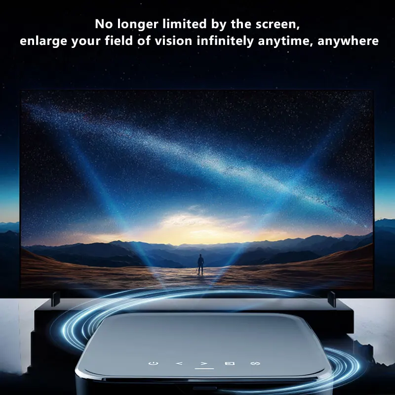 Compact Portable Desktop DLP Projector with Built-in Battery WiFi for 1080P/4K Support Windows 11 for Education Office Use