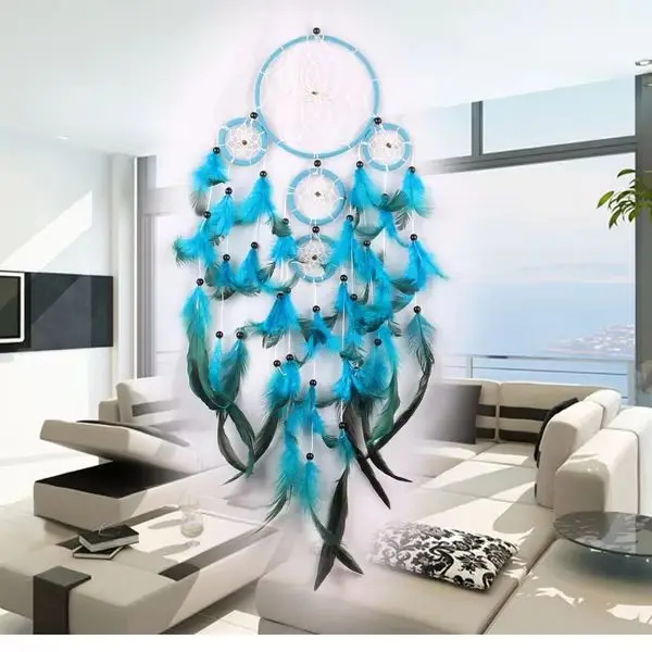 

Catcher Hanging with Rattan Bead Feathers Wall Car Decoration Ornament Dreamcatcher