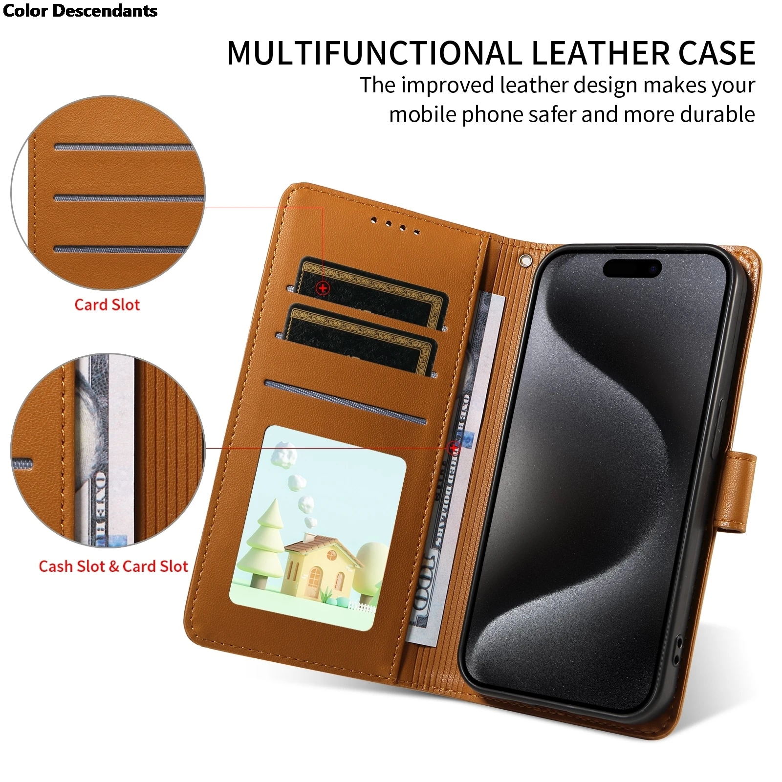 Voor Funda iPhone 17 15 14 13 12 11 16 Pro Max 3D Hond Patroon Telefoonhoesje iPhone 17 Air 16E 15 Plus Gevallen Lederen Portemonnee Flip Cover