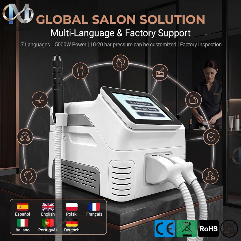 Professional 2-in-1 diode laser hair removal device, picosecond Q-switch ND YAG 1064NM tattoo removal four-wave device