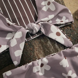 Ewodos Child Baby Children Girls 2 PCs Floral Swimsuits Bikini Swimsuit Bowknot Tank Tops + Shorts Swimwear Set 12 Main Sales Biquini Flower - №6