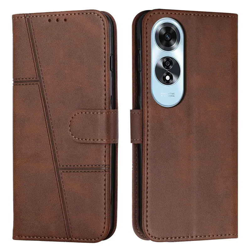 For OPPO A60 Case OPPOA60 A 60 Etui Solid Color Leather Wallet Stand Phone Cover on For Oppo A60 CPH2631 Magnetic Case Funda