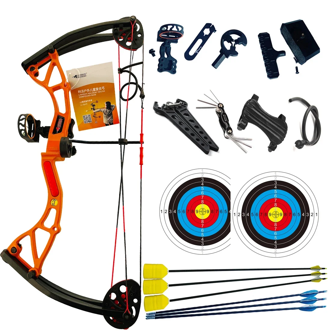 Linkboy Archery 10-20 Lbs Children Compound Bow for Children Archery Shooting Toy Gift Outdoor Game