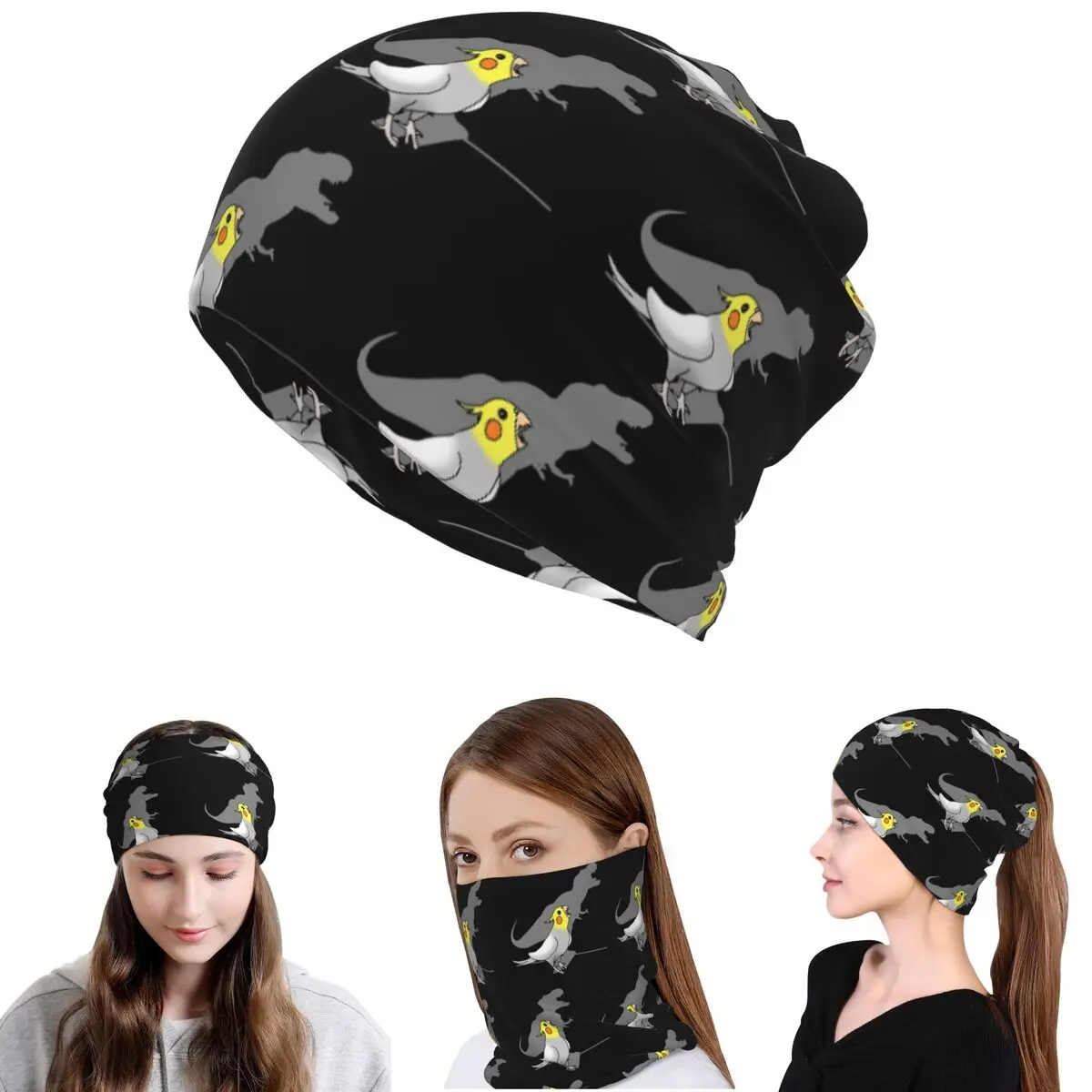 Dinosaur Shadow Cockatoo Cockatiel Bandana Neck Gaiter Wrap Mask Scarf Multi-use Cycling Scarf Beanies Hat Adult Breathable