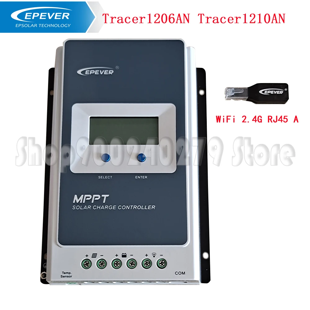 

EPever WiFi 2.4G RJ45 A MPPT Solar Charge Controller Tracer1206AN 1210AN Blacklight LCD Solar Regulator 12V 24V PV100V