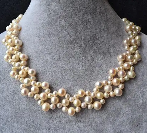 

New Fashion Freshwater Pearl Necklace,16 inches 5-9mm White Genuine Pearl Jewelry,Classic Wedding Necklace,Charming Women Gift.