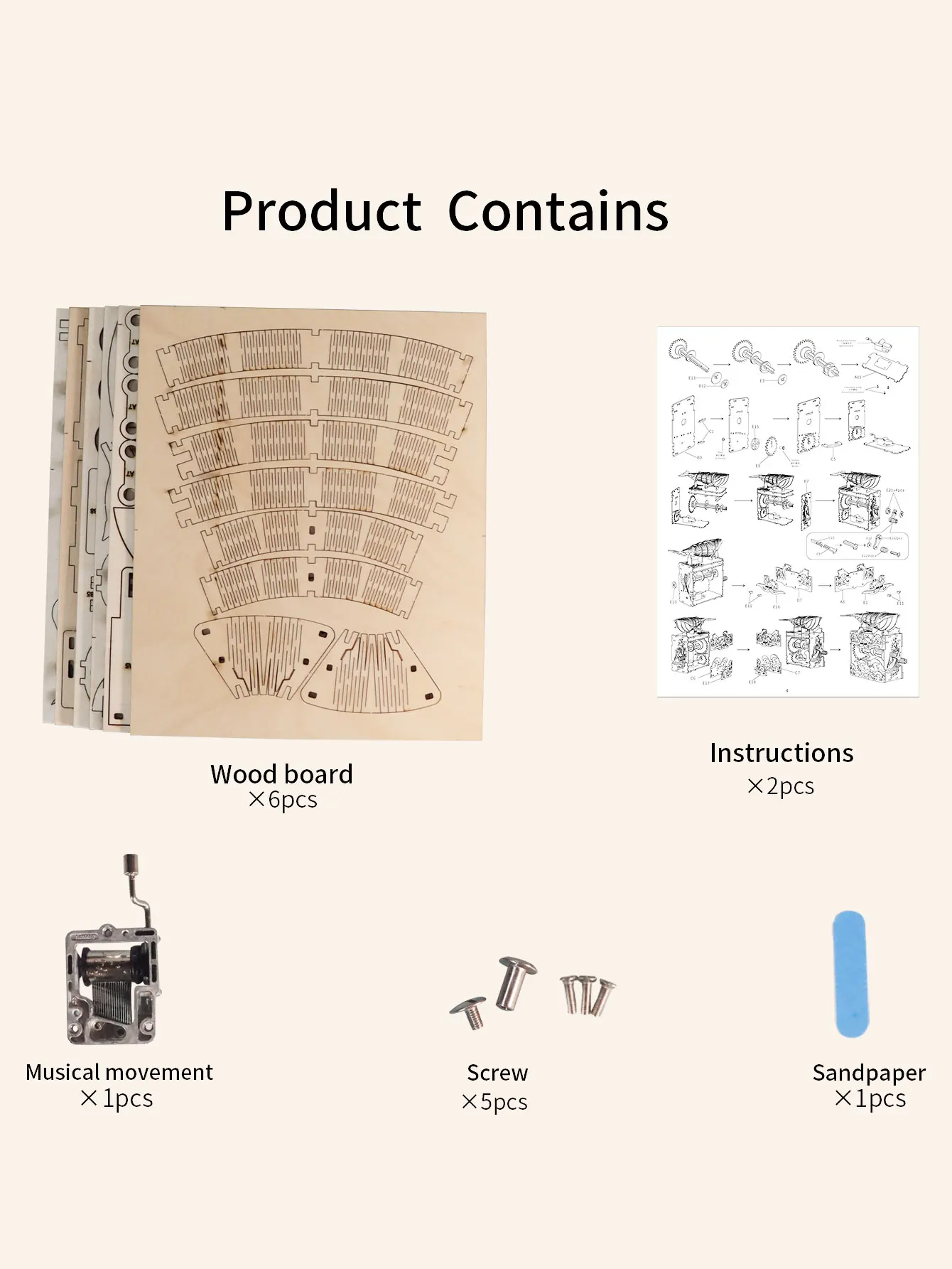 Handwal-Spieluhr 3D-Holzpuzzle für Erwachsene, Bausatz, Geschenk für Feiertage, Geburtstage, Weihnachten – Detail 6