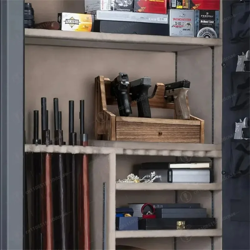 

Solid wood display rack, drawer type multi-grid gun accessories, wooden toy gun placement rack