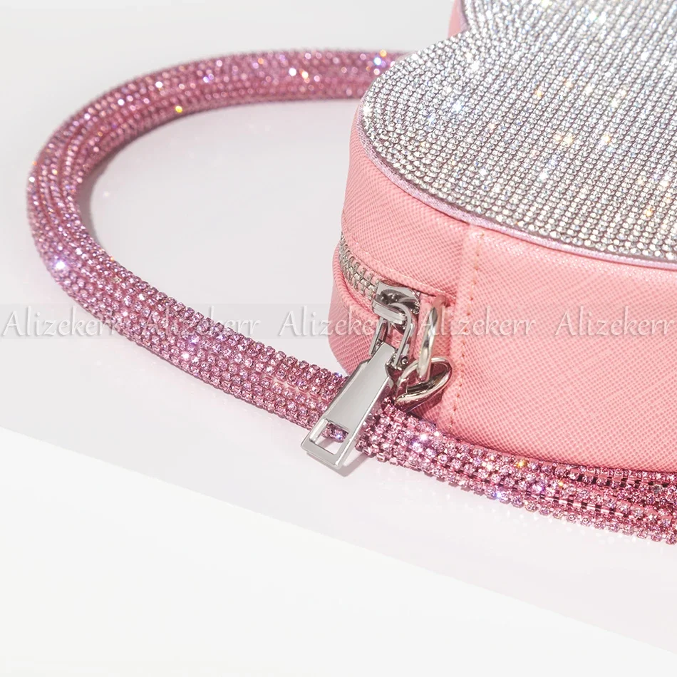 Alizekerr Rhinestone Tassel Evening Clutch Bags Women Luxury Boutique Heart Shaped Shiny Diamond Purses And Handbags Wedding