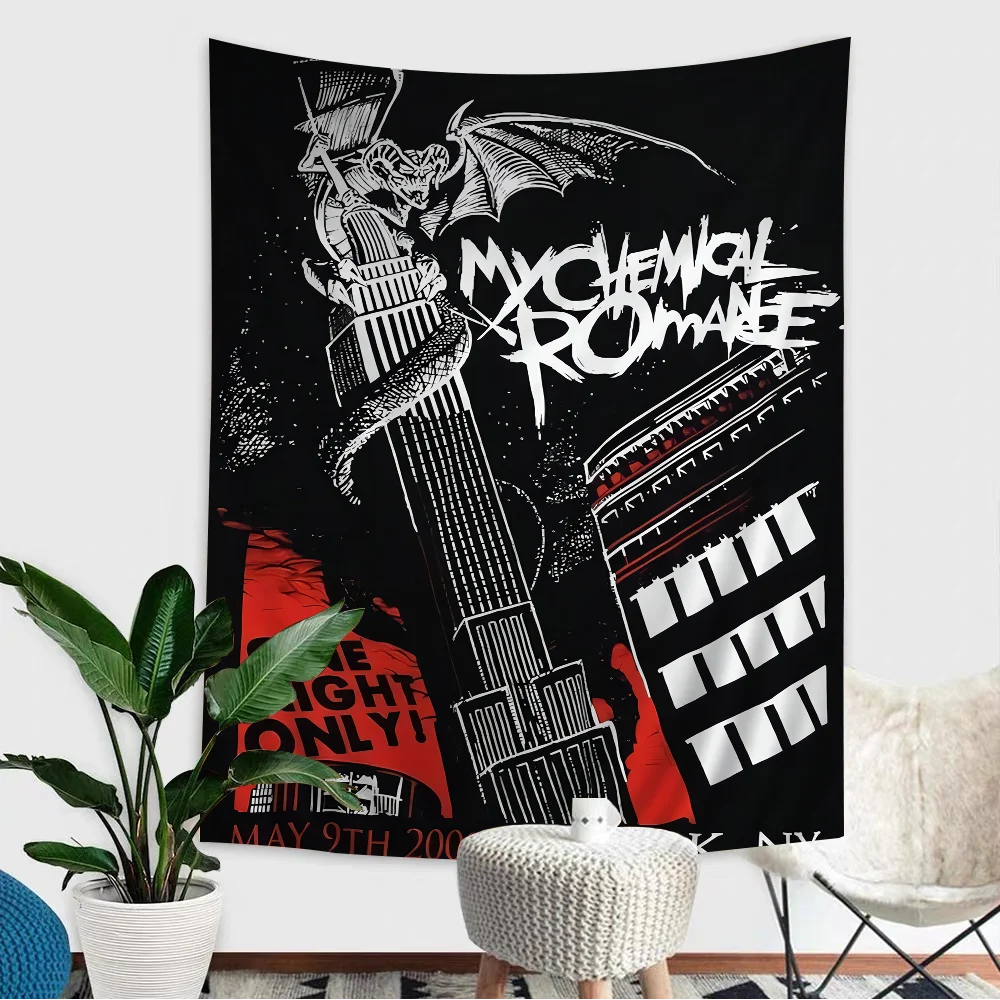 My Chemical Romance Hanging Bohemian Tapestry – Blends Japanese Style, Perfect Anime Kawaii Room Decor for Fans
