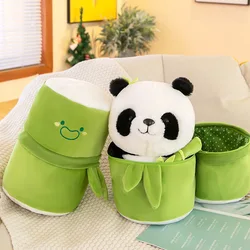 25CM Kawaii Bamboo Tube Panda Set Plush Pillow Doll Toy Cute Plushies Stuffed Animal Soft Hugging Kid Birthday Christmas Gift