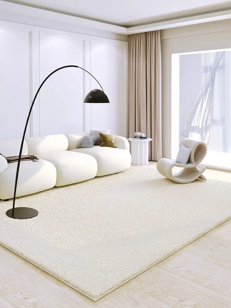 

Minimalist Pure White Carpet Solid Color Decorative Rug Oversized Beige Living Room Carpets Soft Comfortable Bedroom Rugs Tapete