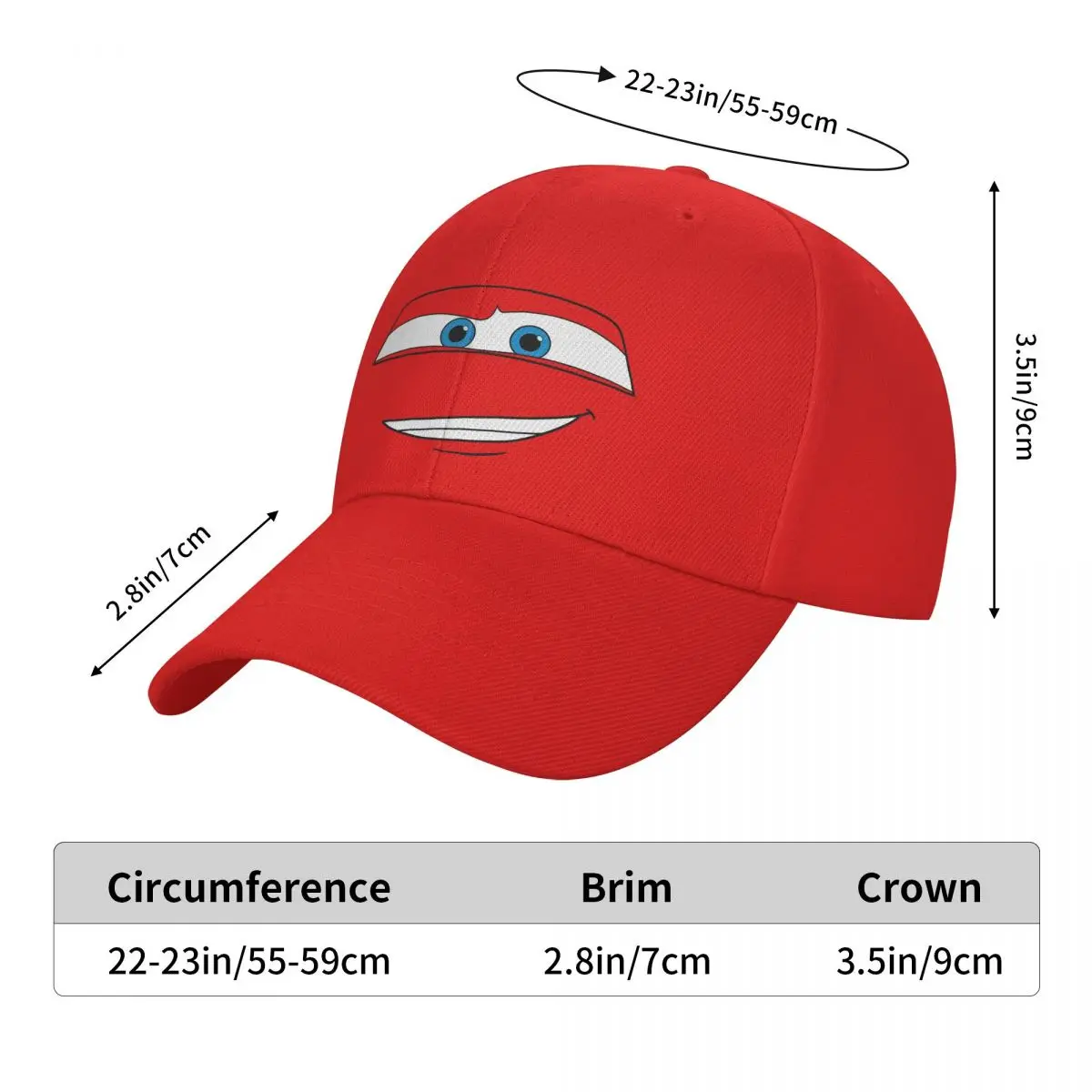 Cars Lightning McQueen Big Face Baseball Caps Unisex Fashion Sun Caps Hat Adjustable Snapback Caps Sun Hats Summer Hat