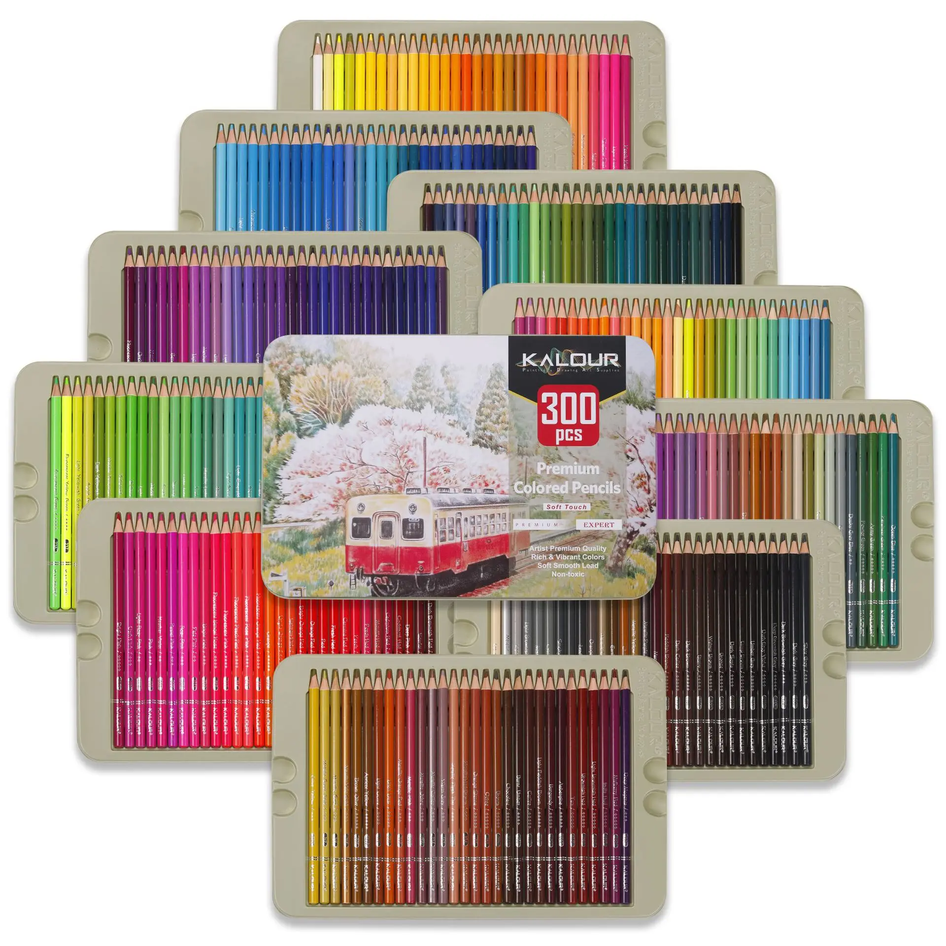 

KALOUR Professional Colored Pencil 300Pcs Set Sketch Color Pencil Set Graffiti Oil Color Lead Gift Box Art Coloring Painting Set