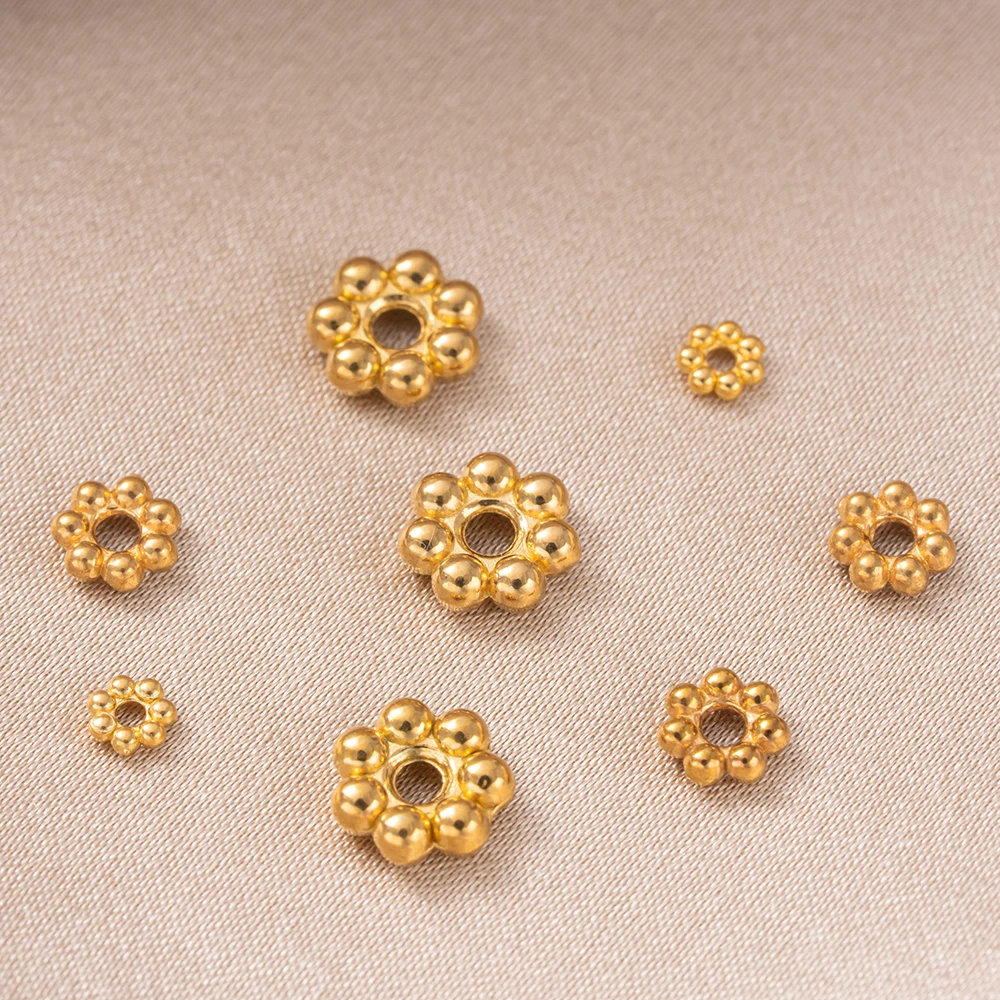 20/50 Stück Edelstahl Blumenförmige lose Spacer-Perlen für DIY Armbänder, Halsketten, Schmuckherstellung, Zubehör, Bastelbedarf – Detail 5