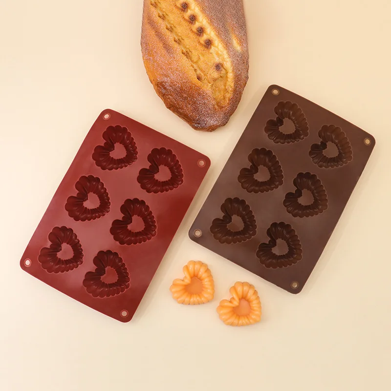 Heart-shaped Silicone Chocolate Molds DIY Baking Mold 6 Hole Ice Grid Molds Mousse Soft Candy Kitchen Tools view 4