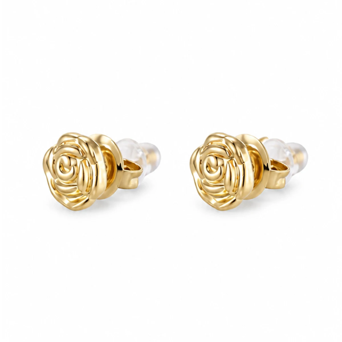 18K Gold Plated Rose Flower Stud Earrings Stainless Steel 6MM Cute Small Blossom Earring Romance Piercing Jewelry Gift Women