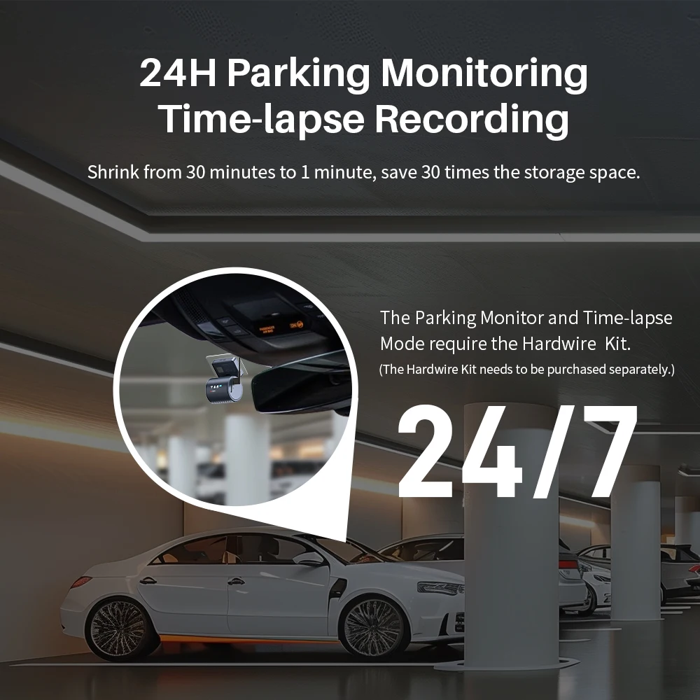 블랙박스 2K KAWA MINI 3 Pro 카메라 자동차 DVR Tiny Dash Cam 24 주차 자동 비디오 레코더 WiFi APP 음성 제어 자동차 dashcam 썸네일 6