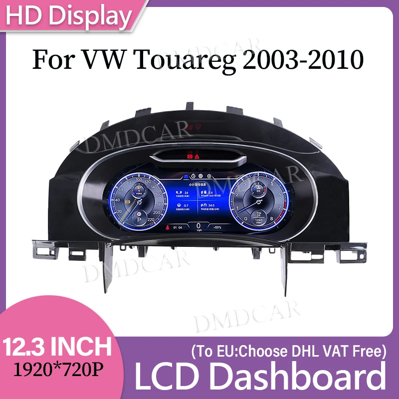 

12.3 Inch Digital Cluster LCD Dashboard for Volkswagen Touareg 2003-2010 Virtual Cockpit Odometer Speedometer