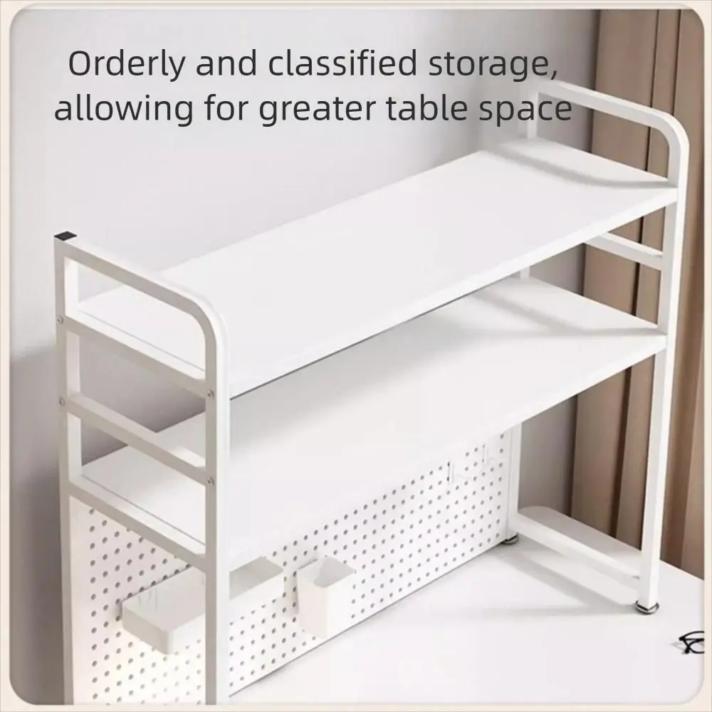 Durable Metal Tabletop Shelving Hole Board Design Freely Combined 2-Tier Shelving Multi-layer Desktop Storage Racks Home Office