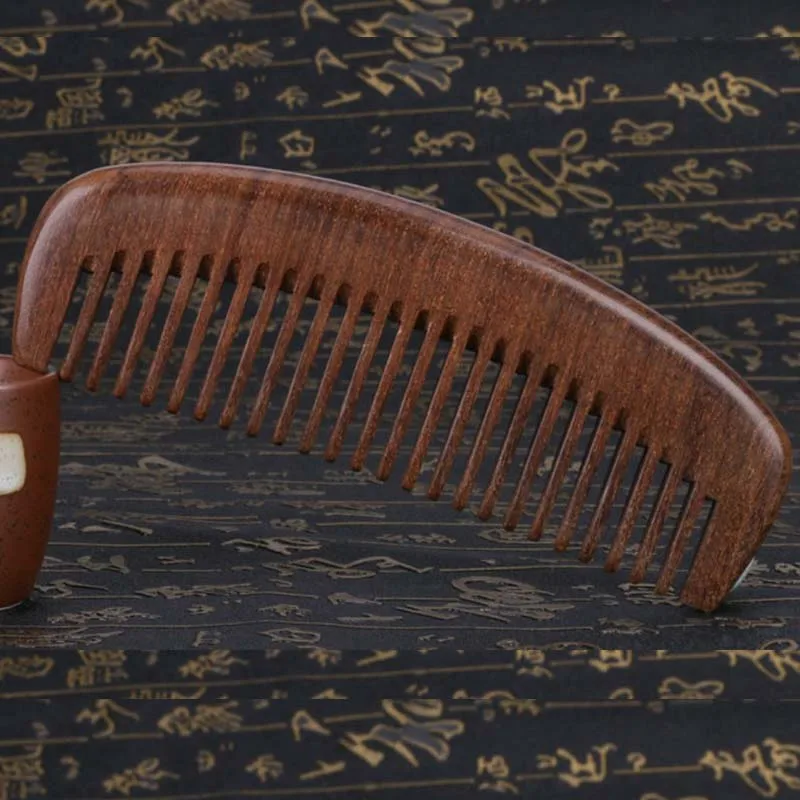 Postal Seal Dense Teeth Black Gold Sandalwood Comb Whole Wood Solid Wood Carved Gift Headcomb Portable Massage Comb