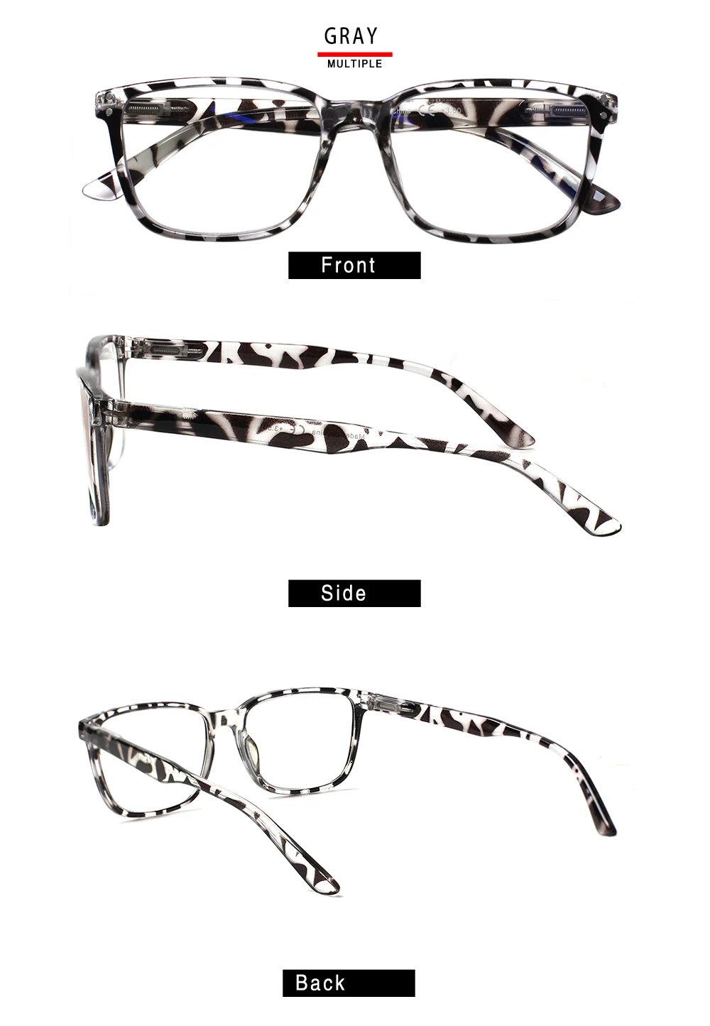 Turezing 5 Pack Vintage Leopard Print Square Frame Reading Glasses Spring Hinge Men Women Blue Light Blocking Eyeglasses+0--+400